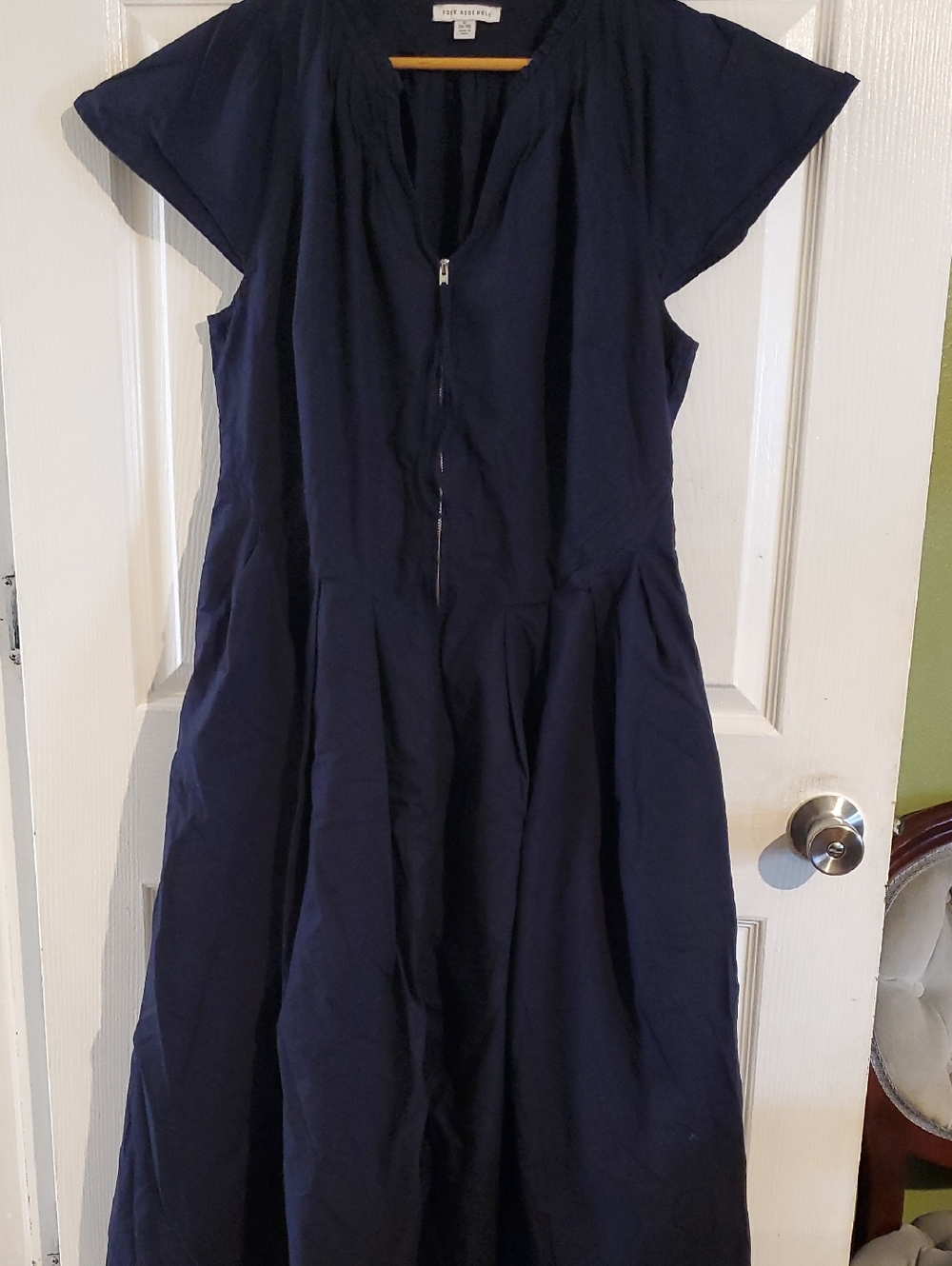 Free Assembly Navy Zip-Front Maxi Dress